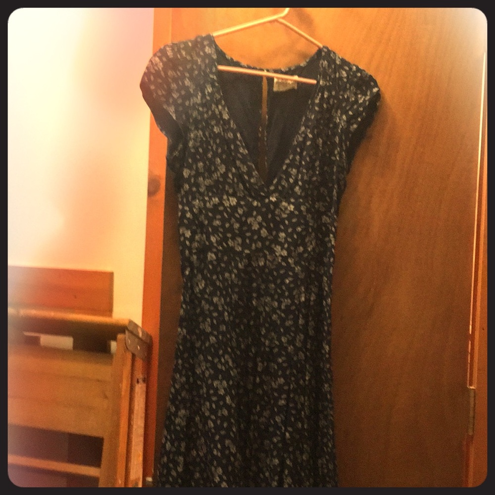 navy dress, Plunge neck cup sleeves open back